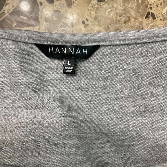 316- Hannah NWT Super Soft Gray Long Sleeve Top with Pearls, Size Large. - Picture 5 of 9